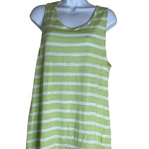 J. Jill Knit Stripe Sleeveless Tank, Linen, Size XL